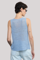 Enza Costa - Linen Open Knit Tank - SKY