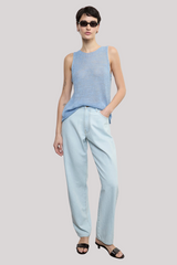 Enza Costa - Linen Open Knit Tank - SKY