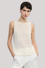 Enza Costa - Linen Open Knit Tank - WHITE