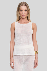 Enza Costa - Linen Open Knit Tank - WHITE