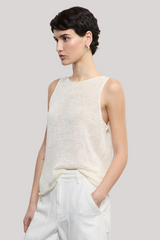 Enza Costa - Linen Open Knit Tank - WHITE