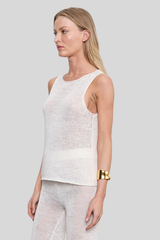 Enza Costa - Linen Open Knit Tank - WHITE