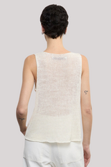 Enza Costa - Linen Open Knit Tank - WHITE