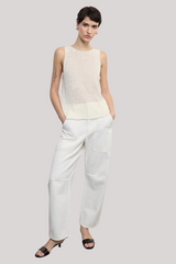 Enza Costa - Linen Open Knit Tank - WHITE