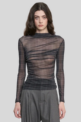 Enza Costa - Mesh Long Sleeve Twist Top - SHADWPLA