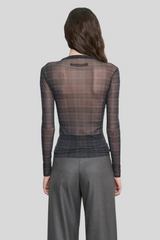 Enza Costa - Mesh Long Sleeve Twist Top - SHADWPLA