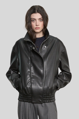 Enza Costa - Oversized Leather Bomber Jacket - COFFEE