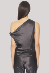 Enza Costa - Satin Bias Off-Shoulder - GUNMETAL