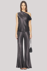 Enza Costa - Satin Bias Off-Shoulder - GUNMETAL