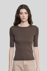 Enza Costa - Soft Cotton New Classic Half Sleeve Tee - ESPRESSO