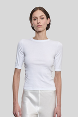 Enza Costa - Soft Cotton New Classic Half Sleeve Tee - WHITE