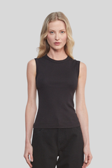 Enza Costa - Supima Cotton New Classic Sleeveless Tee - BLACK