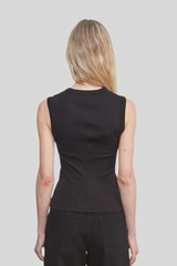 Enza Costa - Supima Cotton New Classic Sleeveless Tee - BLACK
