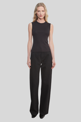 Enza Costa - Supima Cotton New Classic Sleeveless Tee - BLACK