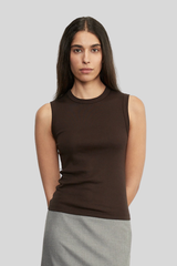 Enza Costa - Supima Cotton New Classic Sleeveless Tee - ESPRESSO