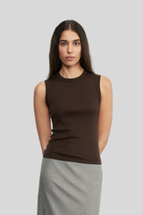 Enza Costa - Supima Cotton New Classic Sleeveless Tee - ESPRESSO