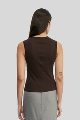 Enza Costa - Supima Cotton New Classic Sleeveless Tee - ESPRESSO