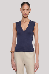 Enza Costa - Supima Cotton Sleeveless V - DARKNAVY