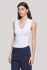 Enza Costa - Supima Cotton Sleeveless V - WHITE