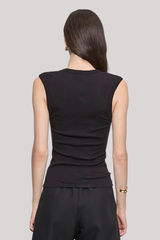 Enza Costa - Textured Knit Sleeveless V - BLACK