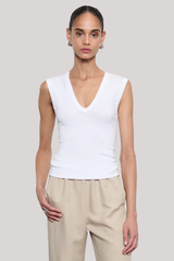 Enza Costa - Textured Knit Sleeveless V - WHITE