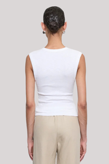 Enza Costa - Textured Knit Sleeveless V - WHITE