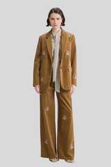 Forte_Forte - “Bouquet” Embroidery Striped Taffetas Shirt - ROSE