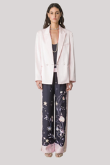Forte_Forte - “Deliverance” Print Twill Stretch Trousers - MIDNIGHT
