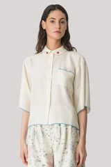 Forte_Forte - Habotai Silk Half Sleeve Shirt - BUTTER