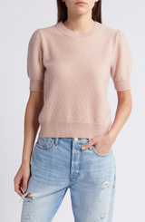 Frame - Cashmere Puff Sleeve Sweater - PEONY