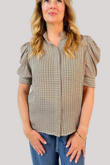 Frame - The Houndstooth Gillian Top - HOUDMULT