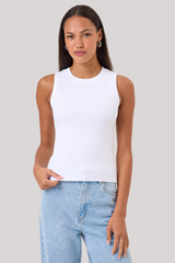 Goldie - Brie Rib Sleeveless Shell - WHITE