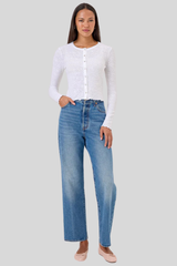 Goldie - Cotton Jacq Cardigan - WHITE