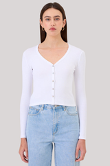 Goldie - Rib Crop V Card - WHITE