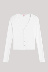 Goldie - Rib Crop V Card - WHITE