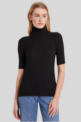 Goldie - Ribbed Half-Sleeved Turtleneck - BLACK