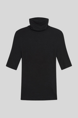 Goldie - Ribbed Half-Sleeved Turtleneck - BLACK
