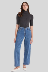 Goldie - Ribbed Half-Sleeved Turtleneck - CHARHEAT
