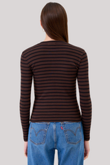 Goldie - Ribbed Long Sleeve Tee - COFFEBLK