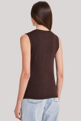 Goldie - Ribbed Sleeveless Tee - COFFEE