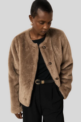 Hartford - Vigo Faux Fur Jacket - TAUPE