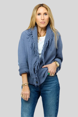 Kerri Rosenthal - Fringe Shawl Collar Love Cardigan - DENIMBLU