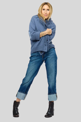 Kerri Rosenthal - Fringe Shawl Collar Love Cardigan - DENIMBLU