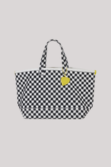 Kerri Rosenthal - KR Heart in Check Tote - BLKWHITE