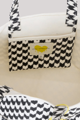 Kerri Rosenthal - KR Heart in Check Tote - BLKWHITE