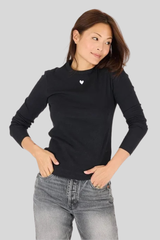 Kerri Rosenthal - Kr Long Sleeve Rib Tee - BLACK