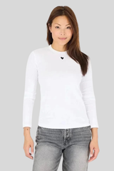 Kerri Rosenthal - Kr Long Sleeve Rib Tee - WHITE