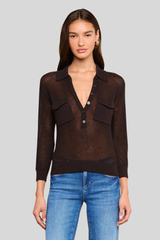 L'agence - Carine Pointelle Collared Sweater - COFFBEAN