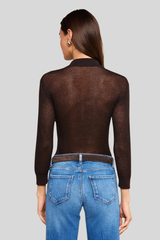 L'agence - Carine Pointelle Collared Sweater - COFFBEAN