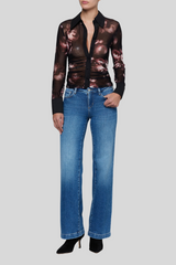 L'agence - Isola Long Sleeve Mesh Button Up - BLKMAUVE